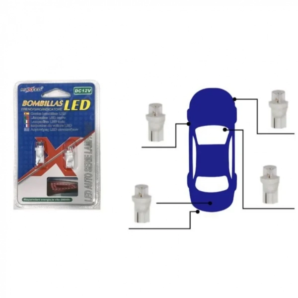 Λαμπτήρες Αυτοκινήτου Led Σετ 2 Τεμαχίων 12V T10-1LED 11267