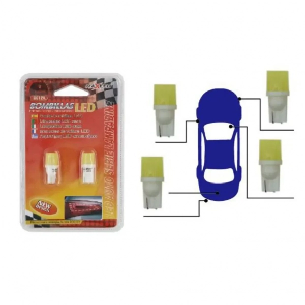 Λαμπτήρες Αυτοκινήτου Led Σετ 2 Τεμαχίων 12V Τ10-COB 21342