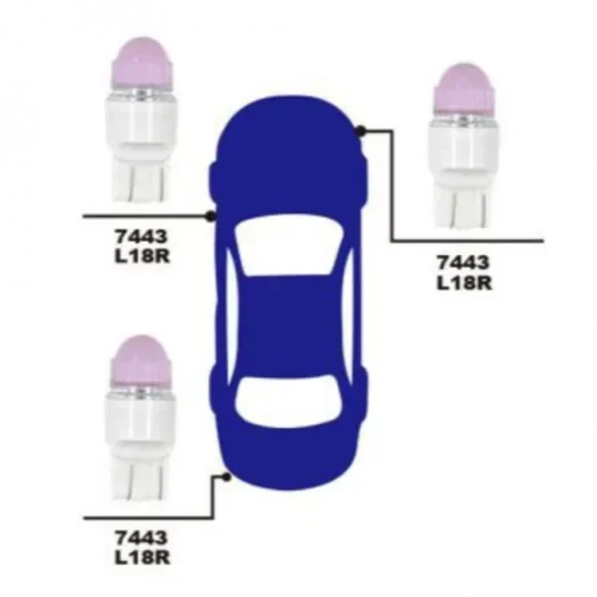 Λαμπτήρες Αυτοκινήτου Led Σετ 2 Τεμαχίων 12V 7443-L18R 26899