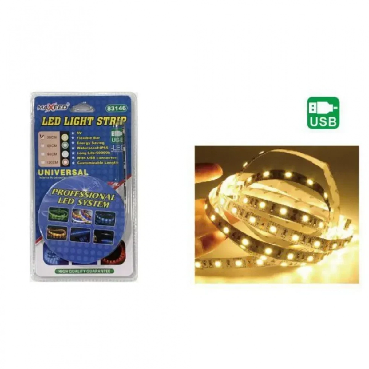 Διακοσμητική Ταινία LED 30cm 15LED-5050-5V Λευκού Φωτός