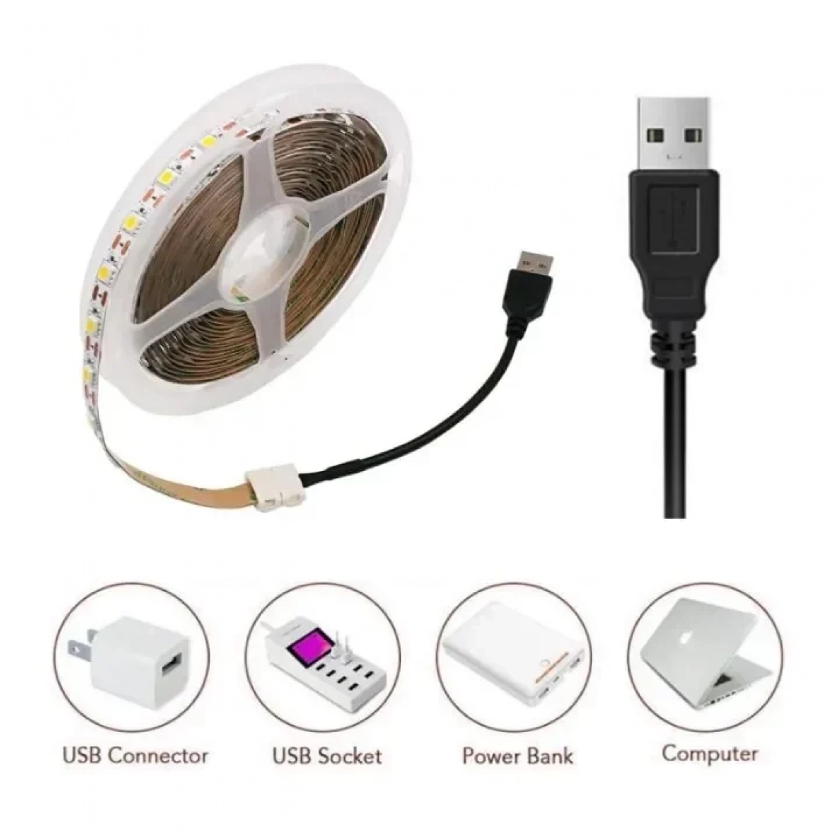 Διακοσμητική Ταινία LED 120cm 60LED-5050-5V Λευκού Φωτός