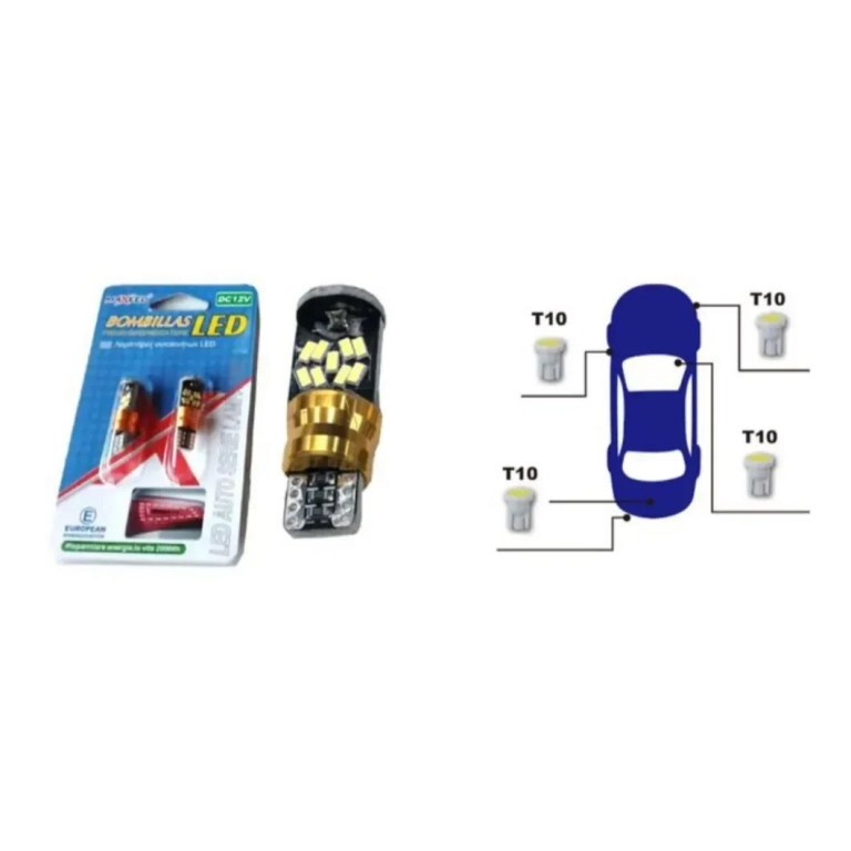 Λαμπτήρες Αυτοκινήτου Led Σετ 2 Τεμαχίων 12V T10-27SMD-3014