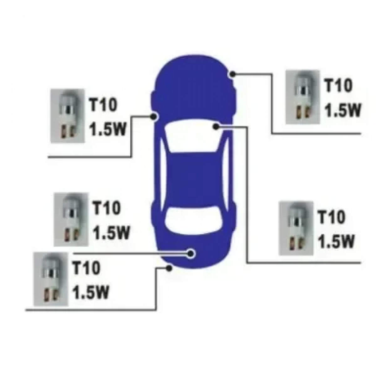 Λάμπα Αυτοκινήτου Led Πολλαπλών Χρήσεων Τ10-15W-3030