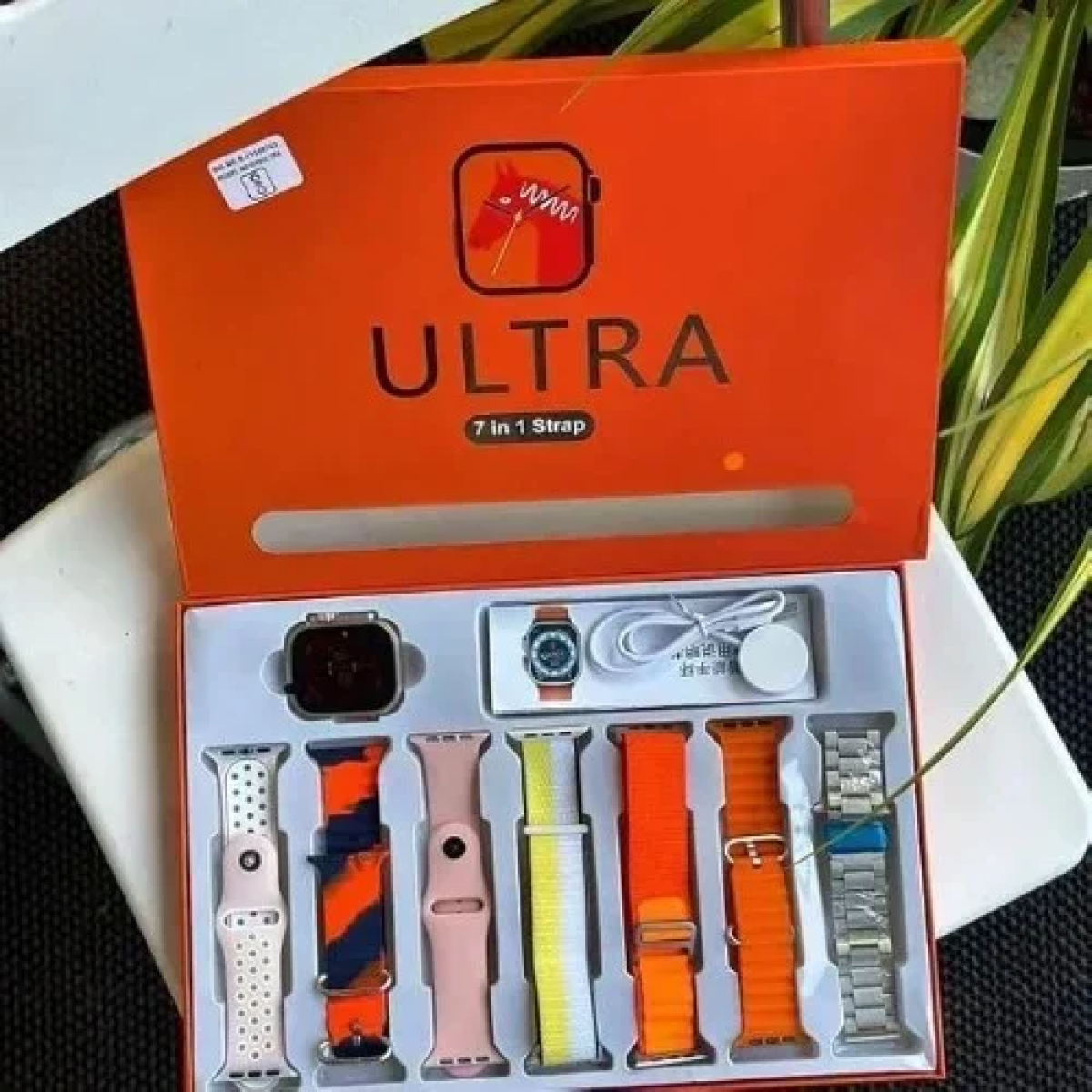 Ultra Smartwatch 7 in 1 Strap με 7 διαφορετικά Λουράκια - Ροζ/Πορτοκαλί