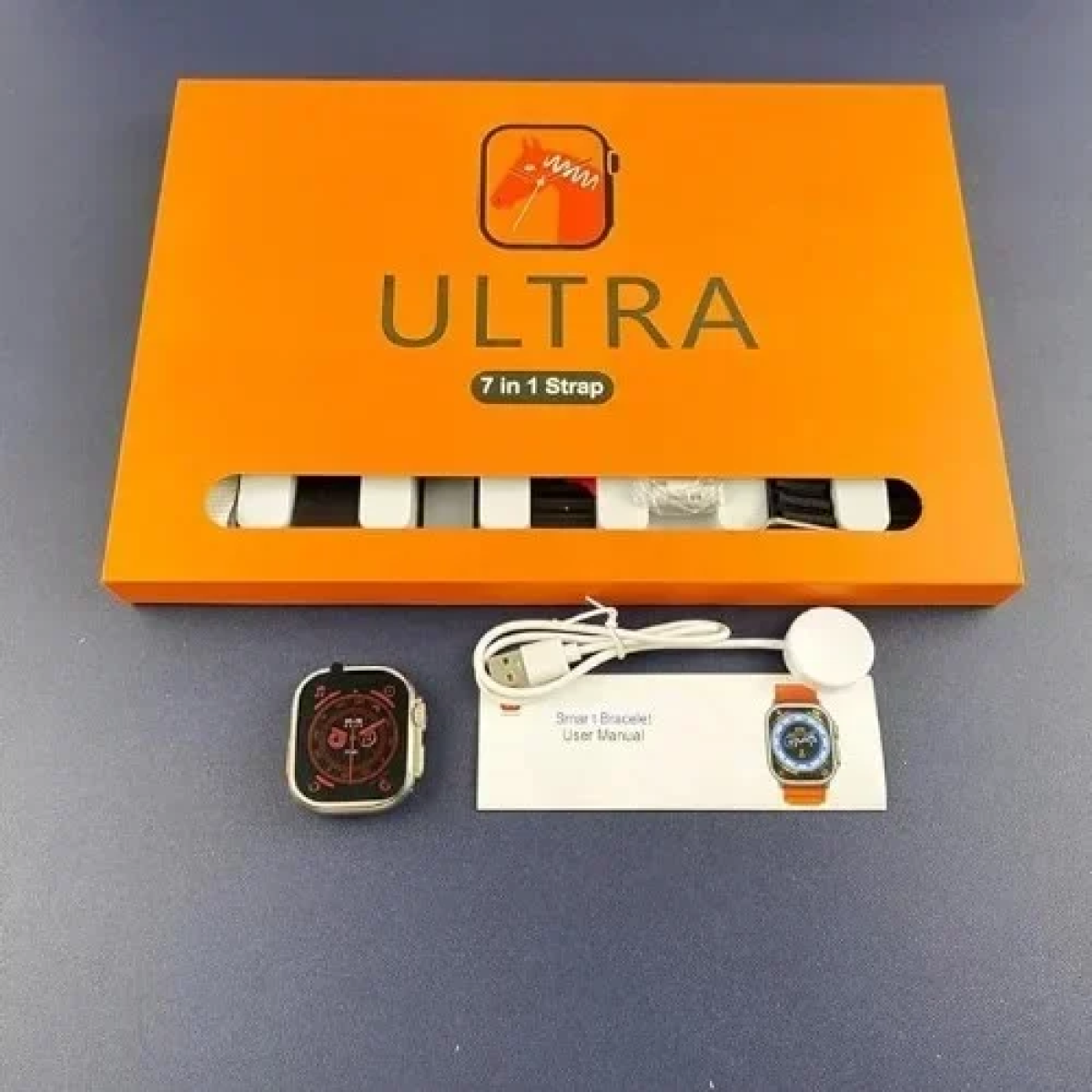 Ultra Smartwatch 7 in 1 Strap με 7 διαφορετικά Λουράκια - Μαύρο