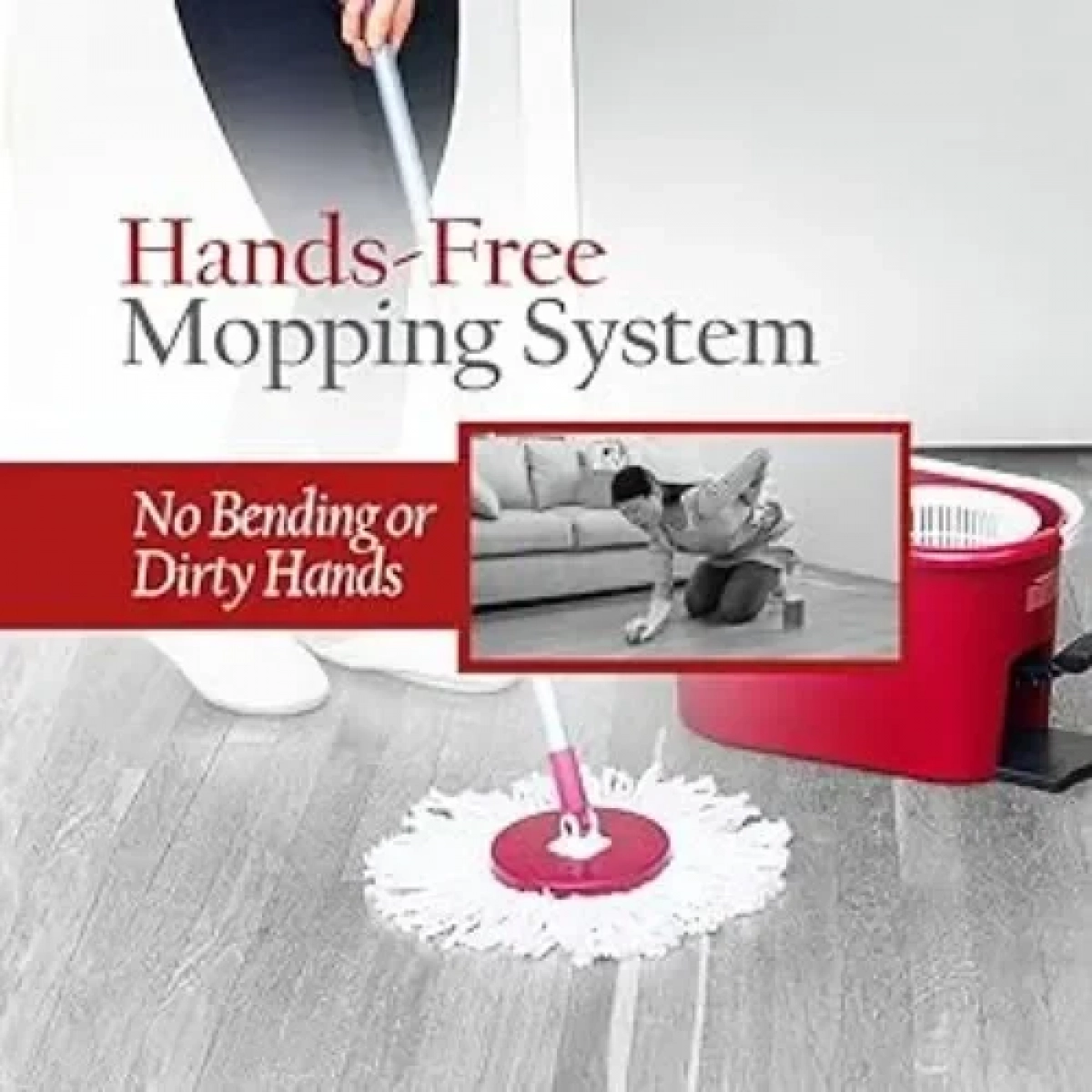 Good Easy Mop Σφουγγαρίστρα με Κουβά – Εύκολο Στύψιμο 360° με 2 ανταλλακτικά πανιά μικροϊνών