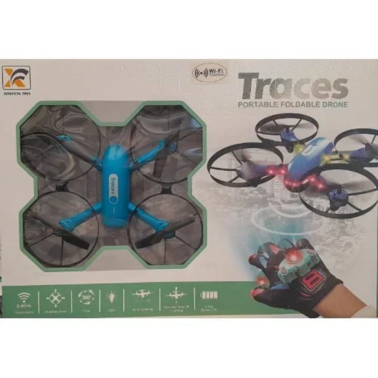 Traces Φορητό Αναδιπλούμενο Drone Με Έλεγχο Χεριού Σε Μπλε Χρώμα (CF-946)
