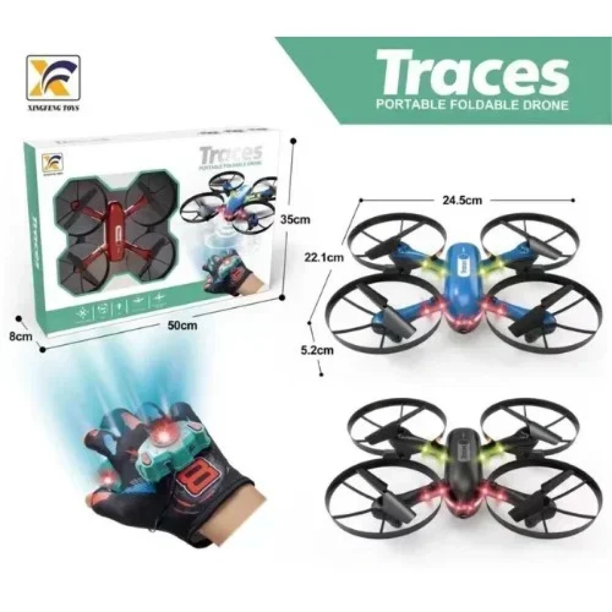 Traces Φορητό Αναδιπλούμενο Drone Με Έλεγχο Χεριού