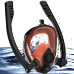 ull Face Snorkel Mask Ολοπρόσωπη Μάσκα Θάλασσας με 2 Αναπνευστήρες & Βάση για Action Camera HJKB K2 - Πορτοκαλί L/XL
