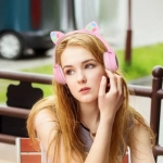 Ακουστικά ενσύρματα/ασύρματα Cat Ear Hoco W27 Γκρι
