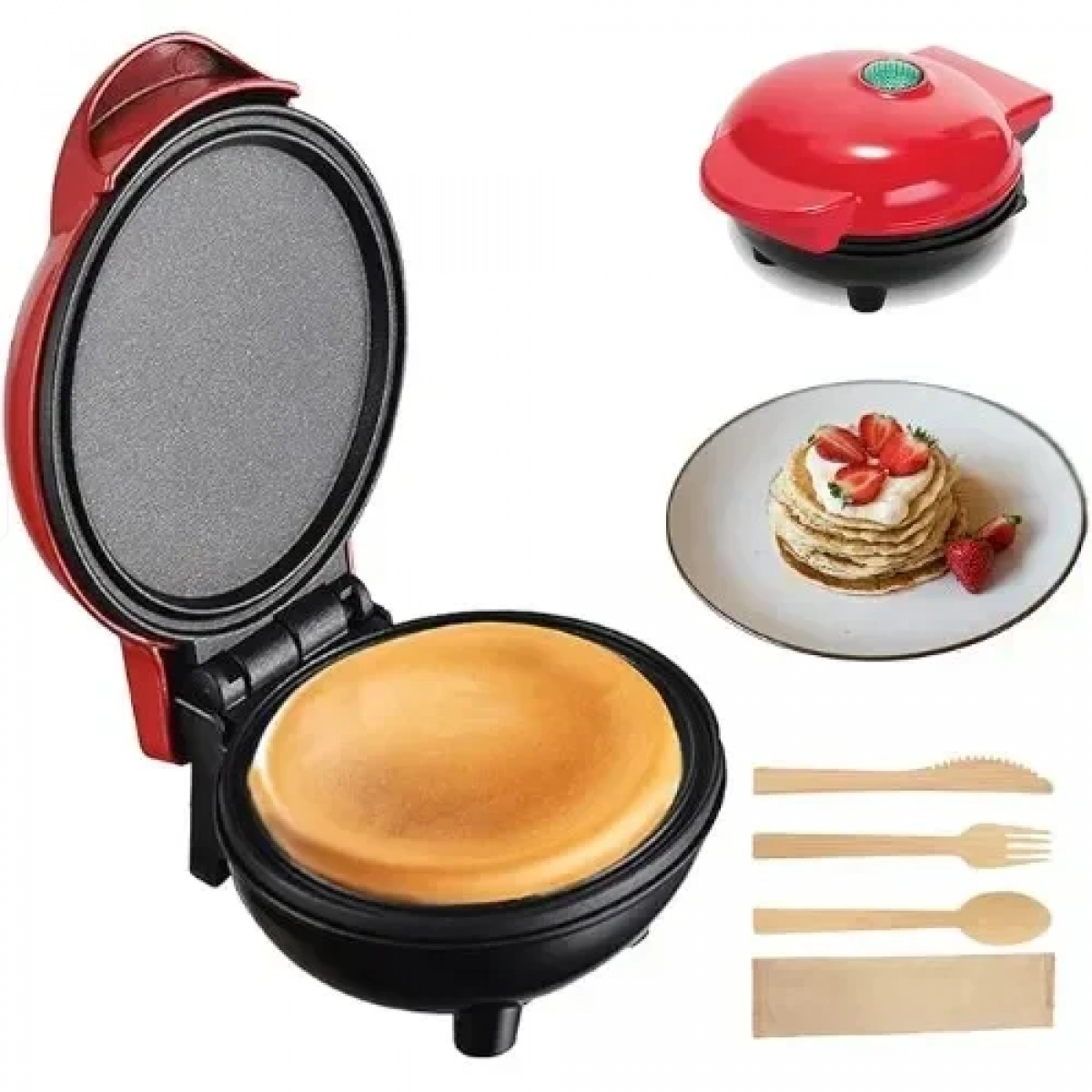 Μίνι Συσκευή Αντικολλητική για Αυγά/Pancakes 1 θέσης - Κόκκινη