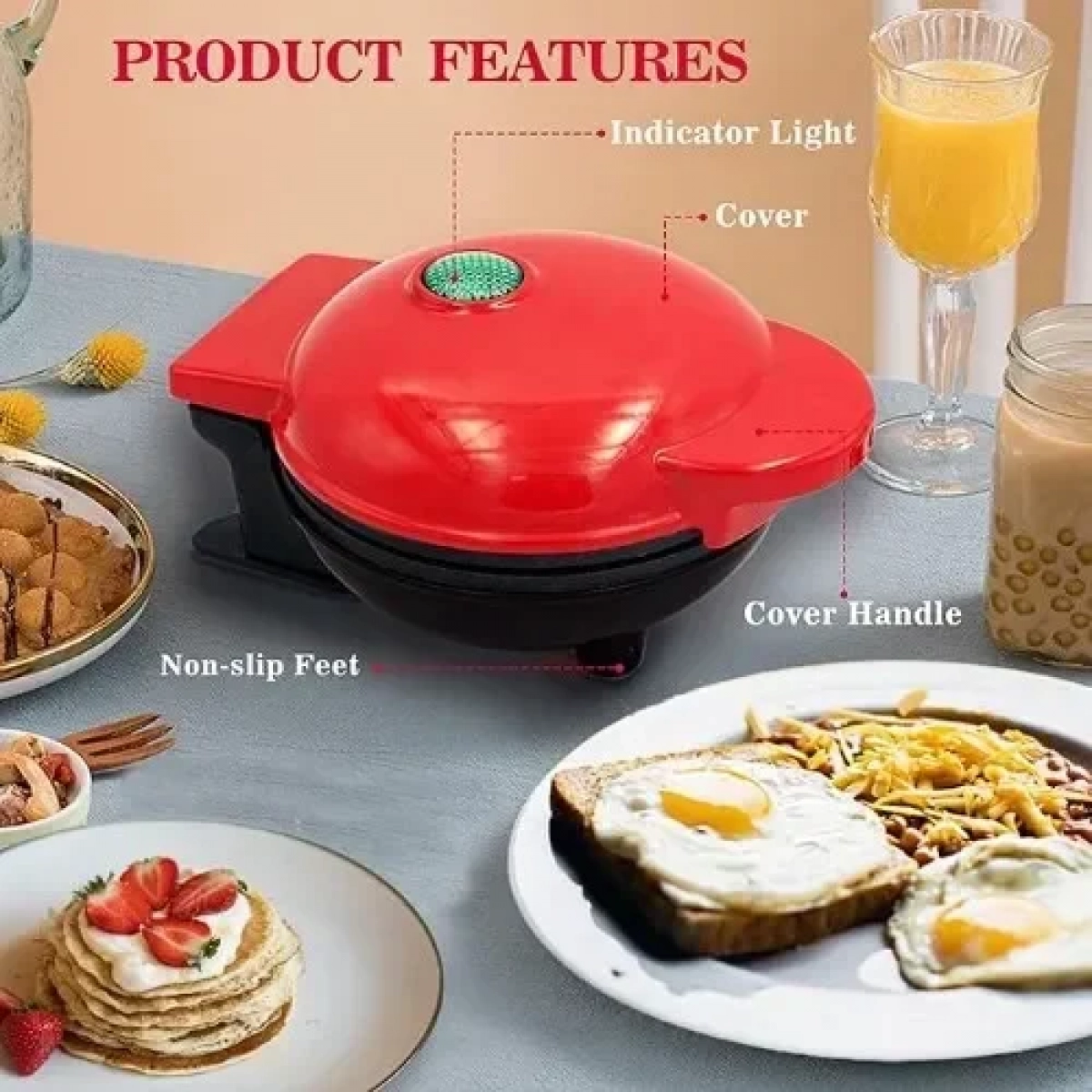 Μίνι Συσκευή Αντικολλητική για Αυγά/Pancakes 1 θέσης - Κόκκινη