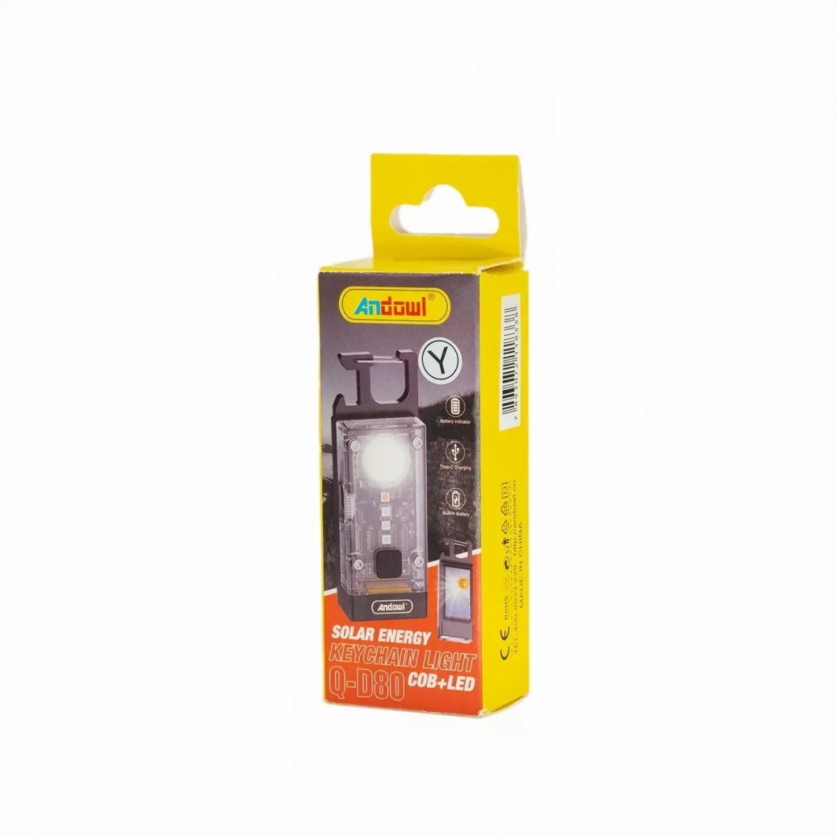 Μίνι ηλιακός Φακός Μπρελόκ LED 300LM COB Andowl 6W Q-D80