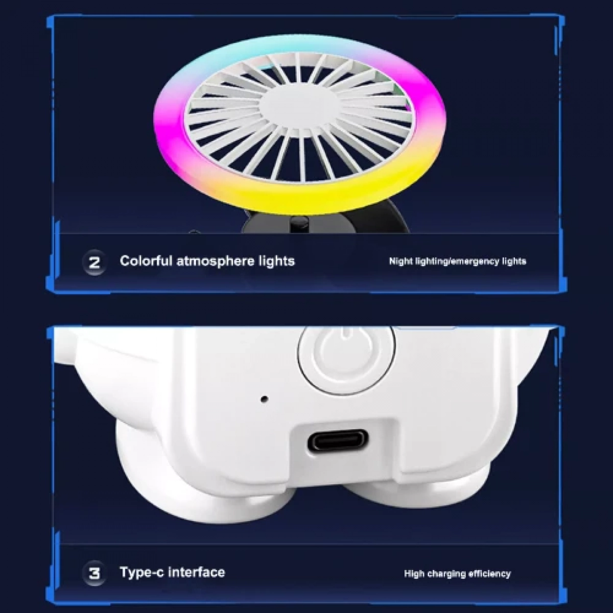 Επαναφορτιζόμενος Ανεμιστήρας USB με Λαβή & LED σε σχήμα Αστροναύτης - Λευκό