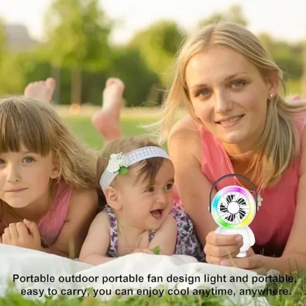 Επαναφορτιζόμενος Ανεμιστήρας USB με Λαβή & LED σε σχήμα Αστροναύτης - Λευκό