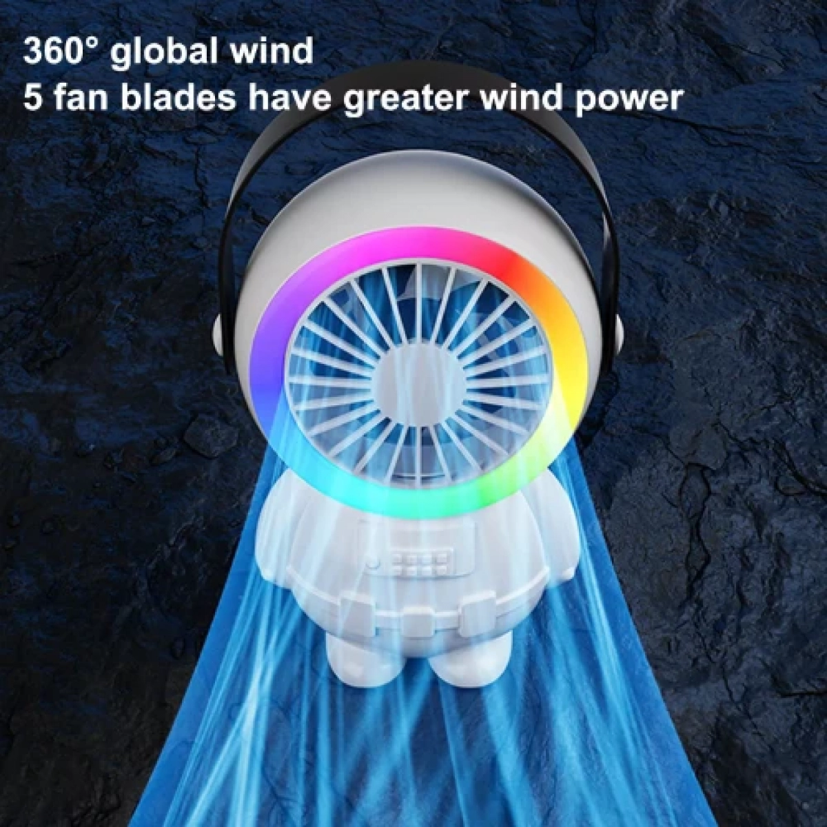 Επαναφορτιζόμενος Ανεμιστήρας USB με Λαβή & LED σε σχήμα Αστροναύτης - Πράσινο