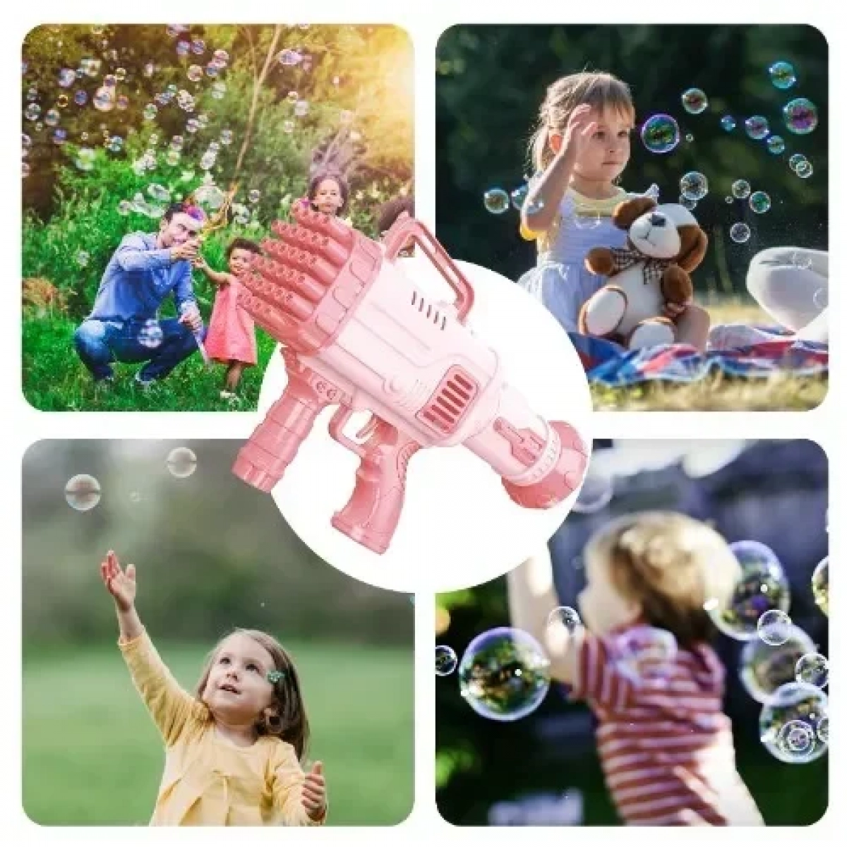 Όπλο Συσκευή για Άπειρες Σαπουνόφουσκες - Bubble Machine Gun - Ροζ