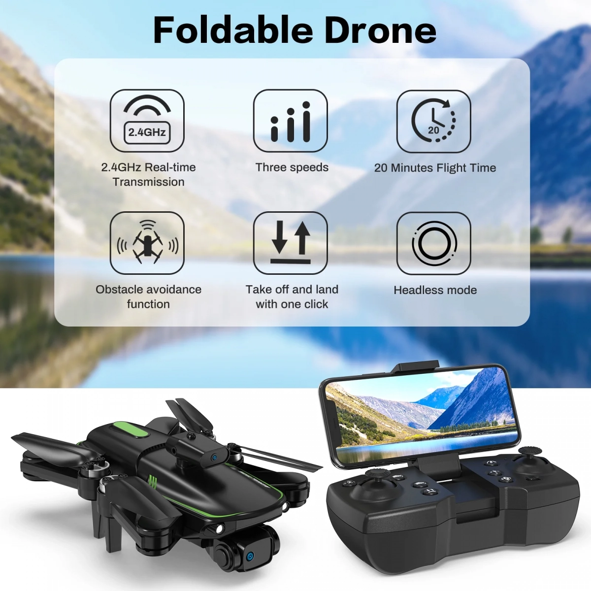 F166 Drone Τετράπλατης Αποφυγής Εμποδίων HD Dual Camera