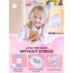 Παιδικά Ακουστικά Πτυσσόμενα Bluetooth με φωτισμό LED Cat 2 σε 1 Ενσύρματο/Ασύρματο - Μωβ