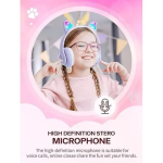 Παιδικά Ακουστικά Πτυσσόμενα Bluetooth με φωτισμό LED Cat 2 σε 1 Ενσύρματο/Ασύρματο - Μωβ