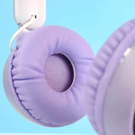 Παιδικά Ακουστικά Πτυσσόμενα Bluetooth με φωτισμό LED Cat 2 σε 1 Ενσύρματο/Ασύρματο - Μωβ