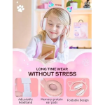 Παιδικά Ακουστικά Πτυσσόμενα Bluetooth με φωτισμό LED Cat 2 σε 1 Ενσύρματο/Ασύρματο - Ροζ