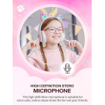 Παιδικά Ακουστικά Πτυσσόμενα Bluetooth με φωτισμό LED Cat 2 σε 1 Ενσύρματο/Ασύρματο - Ροζ