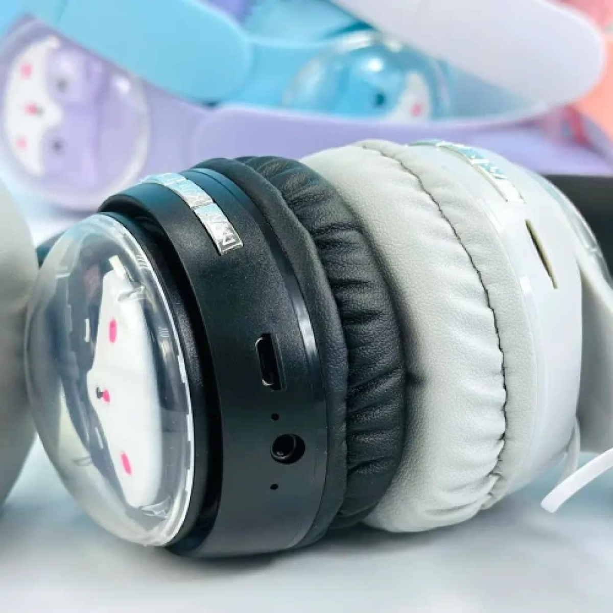 Παιδικά Ακουστικά Πτυσσόμενα Bluetooth με φωτισμό LED Cat 2 σε 1 Ενσύρματο/Ασύρματο - Μαύρο