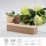 LED Ξύλινη 3D Βάση για Plexiglass με Θερμό Φωτισμό
