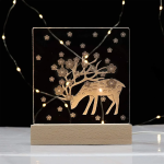 LED Ξύλινη 3D Βάση για Plexiglass με Θερμό Φωτισμό