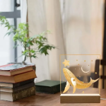 LED Ξύλινη 3D Βάση για Plexiglass με Θερμό Φωτισμό