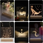 LED Ξύλινη 3D Βάση για Plexiglass με Θερμό Φωτισμό