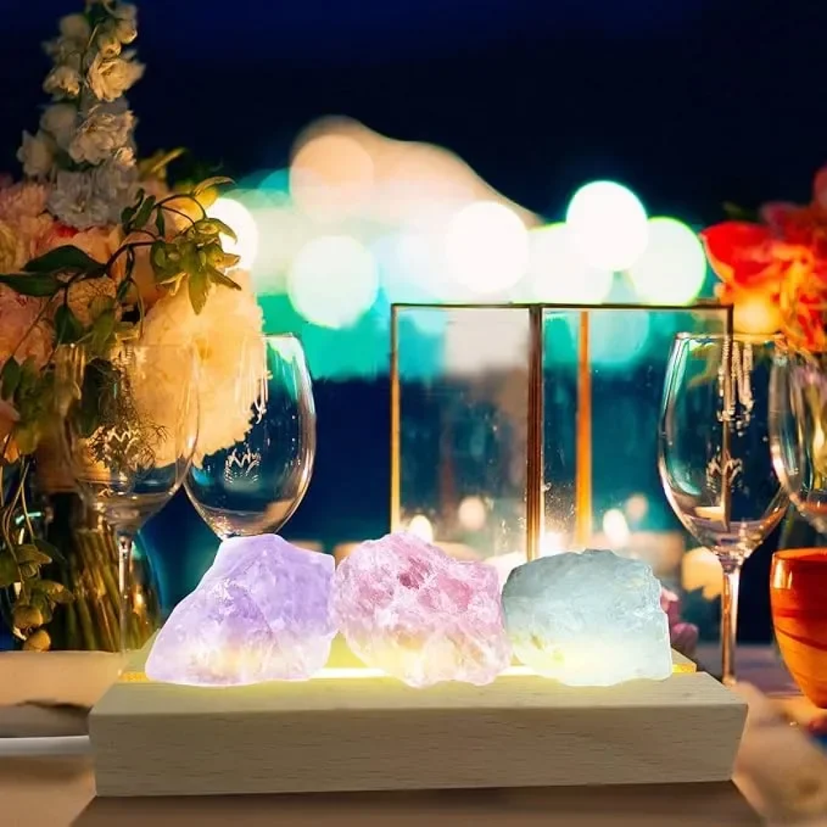 LED Ξύλινη 3D Βάση για Plexiglass με Θερμό Φωτισμό