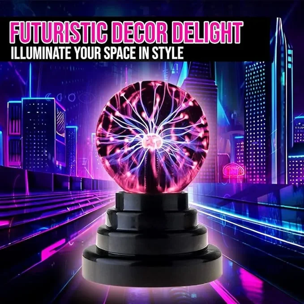 Διακοσμητικό Φωτιστικό RGB Plasma Light LED Μπαταρίας σε Μαύρο Χρώμα 14cm