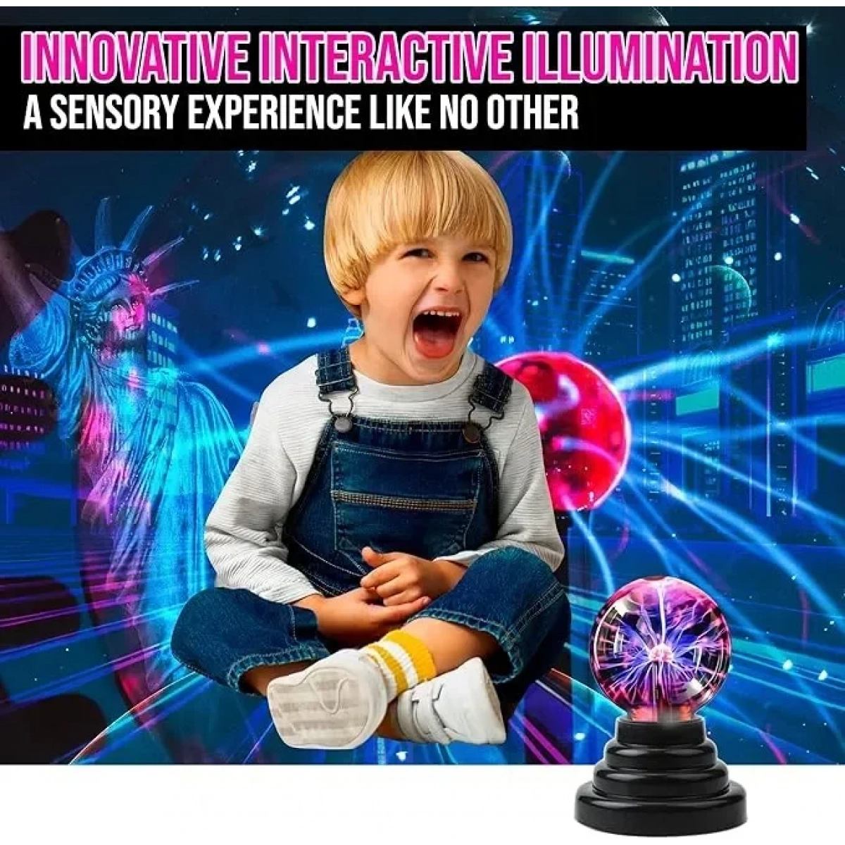 Διακοσμητικό Φωτιστικό RGB Plasma Light LED Μπαταρίας σε Μαύρο Χρώμα 14cm