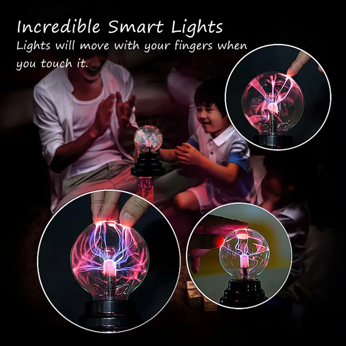 Διακοσμητικό Φωτιστικό RGB Plasma Light LED Μπαταρίας σε Μαύρο Χρώμα 14cm