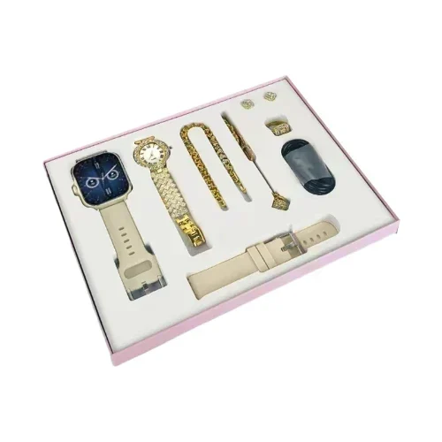 A58 Smartwatch 5 Σε 1 Με Σετ Χρυσών Κοσμημάτων - Μπεζ