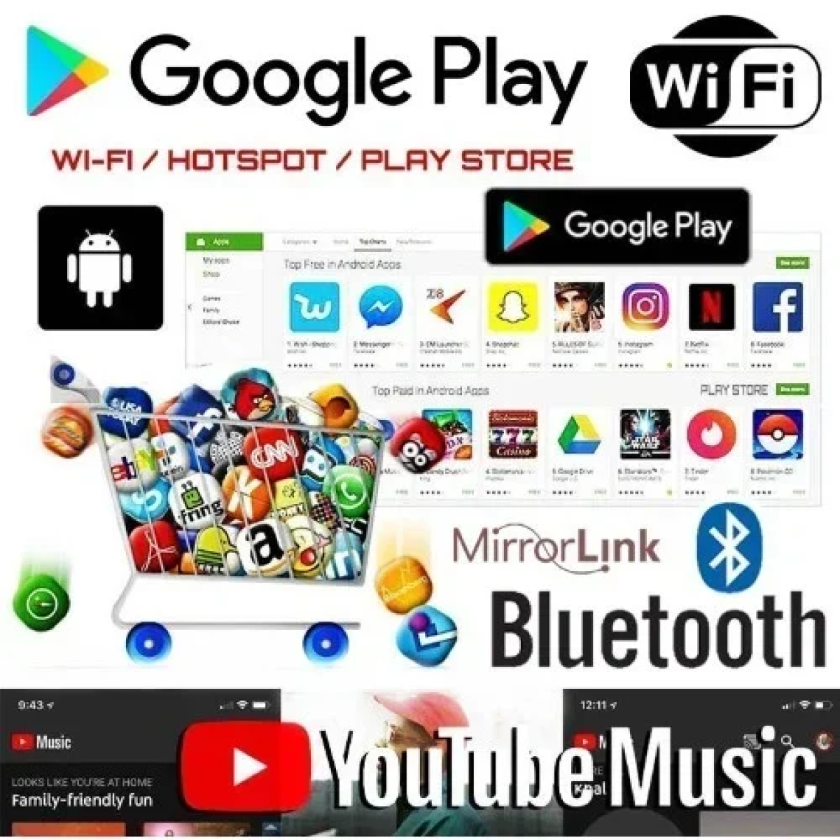 Ηχοσύστημα Αυτοκινήτου 2DIN (Bluetooth/USB/WiFi/GPS) με Οθόνη 9'' 919CP