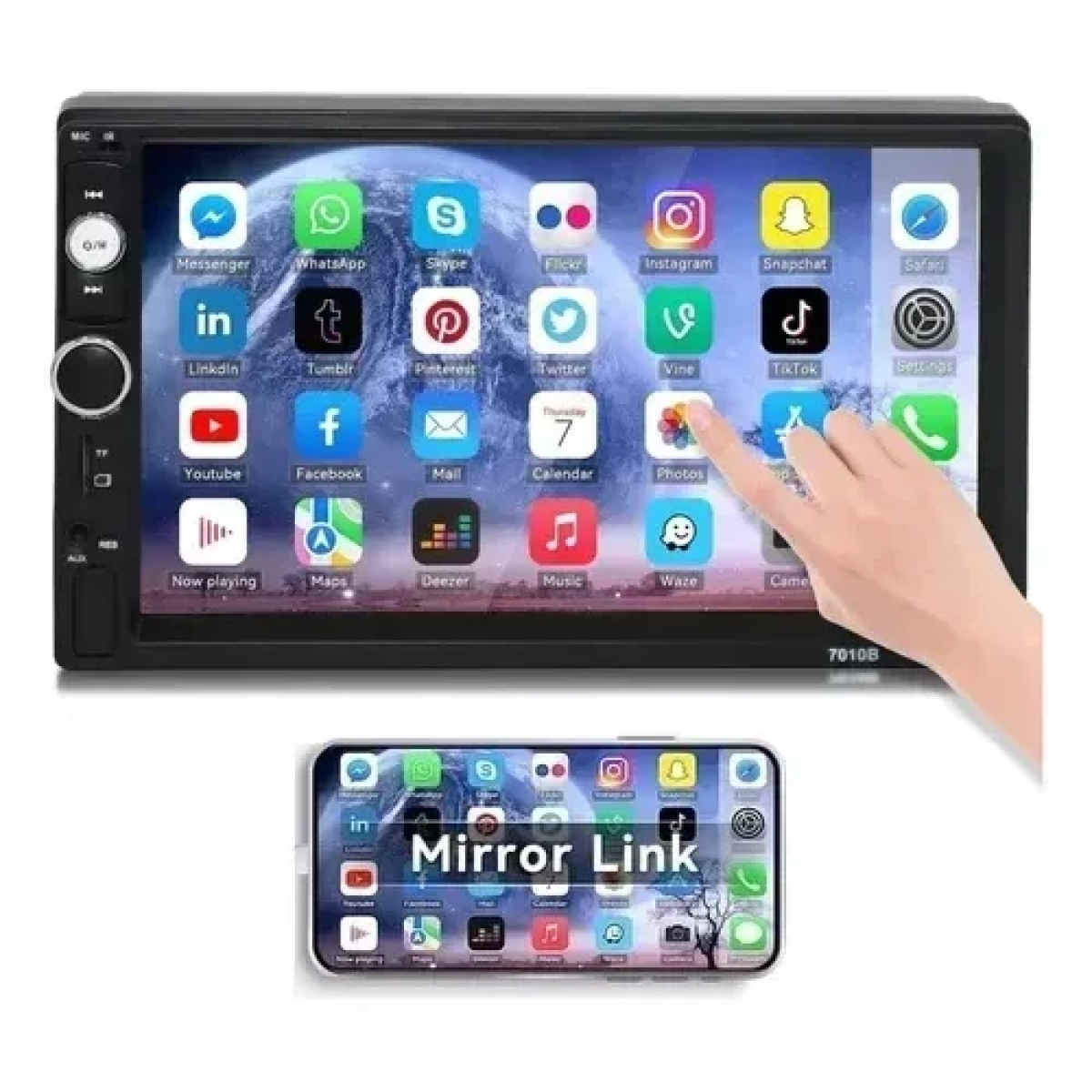 Multimedia Οθόνη Αφής Αυτοκινήτου 7″ 2Din TFT/Bluetooth/MP5/USB/SD/FM/AUX/TV με Τηλεχειριστήριο 7010H