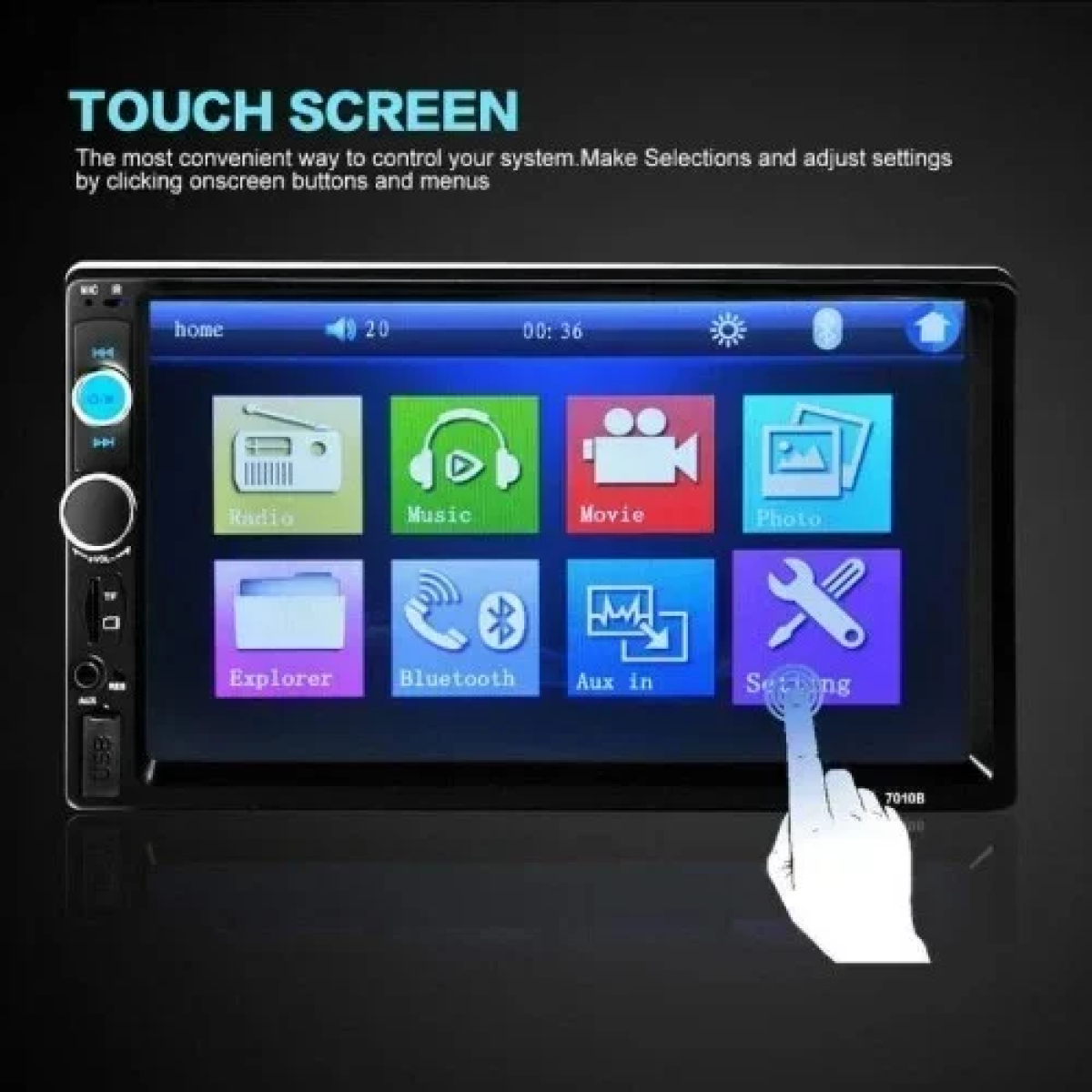 Multimedia Οθόνη Αφής Αυτοκινήτου 7″ 2Din TFT/Bluetooth/MP5/USB/SD/FM/AUX/TV με Τηλεχειριστήριο 7010H