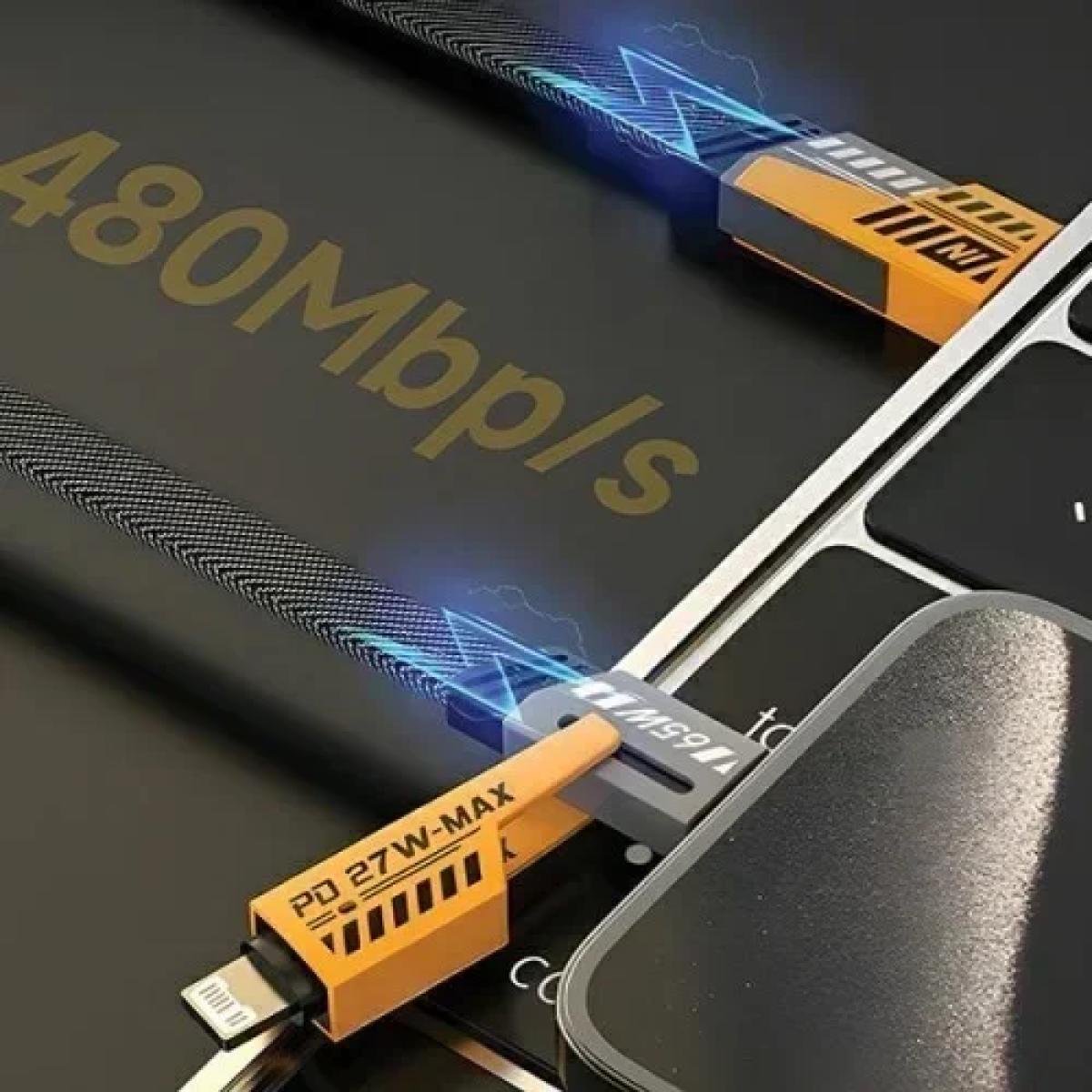 Καλώδιο 4 σε 1 Usb-c/Lightning γρήγορης φόρτισης PD60W 27W AWEI CL-226 Μαύρο - Image 2
