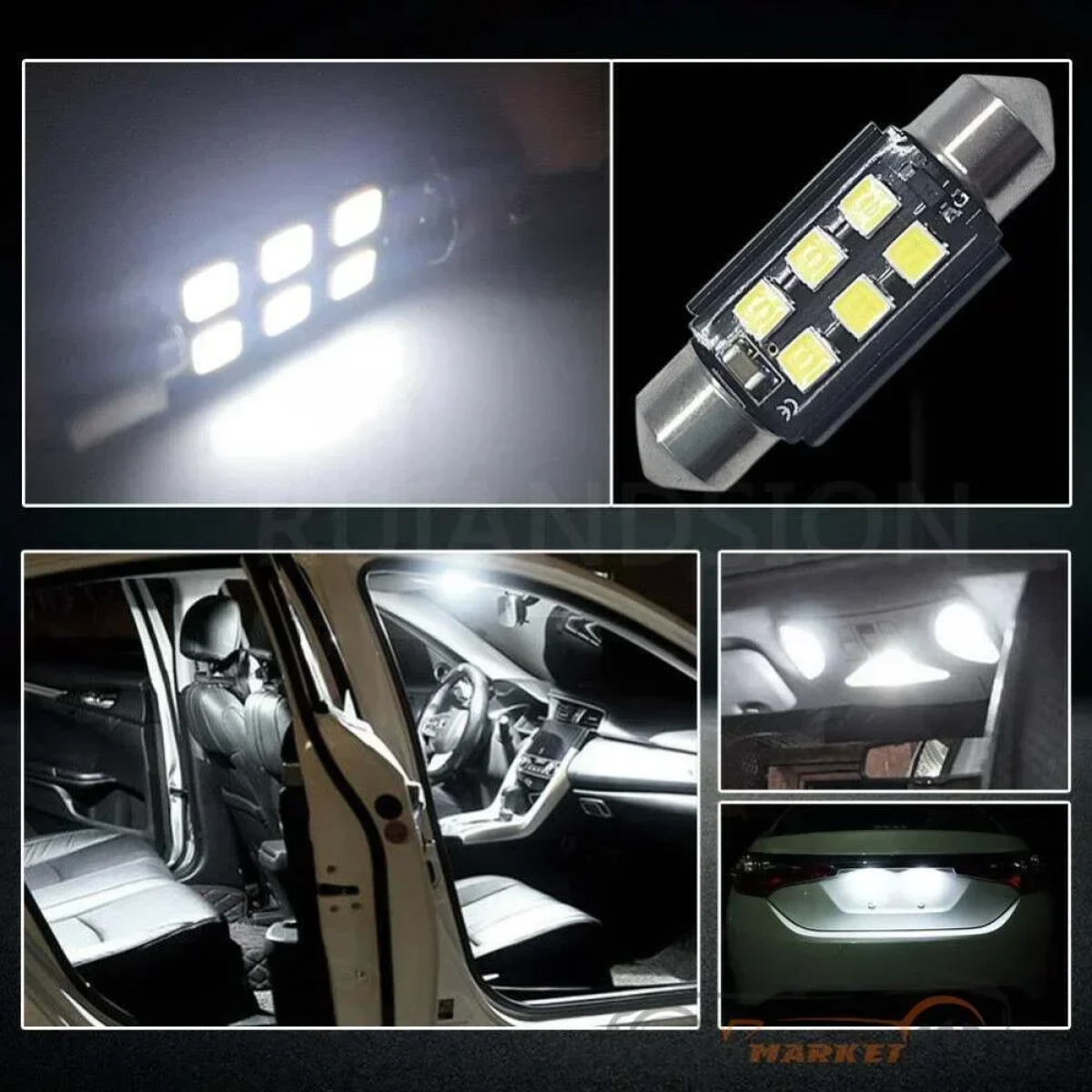 LED Λαμπάκια Πλαφονιέρας 2τμχ 3030 Canbus 12V 39mm - Image 2