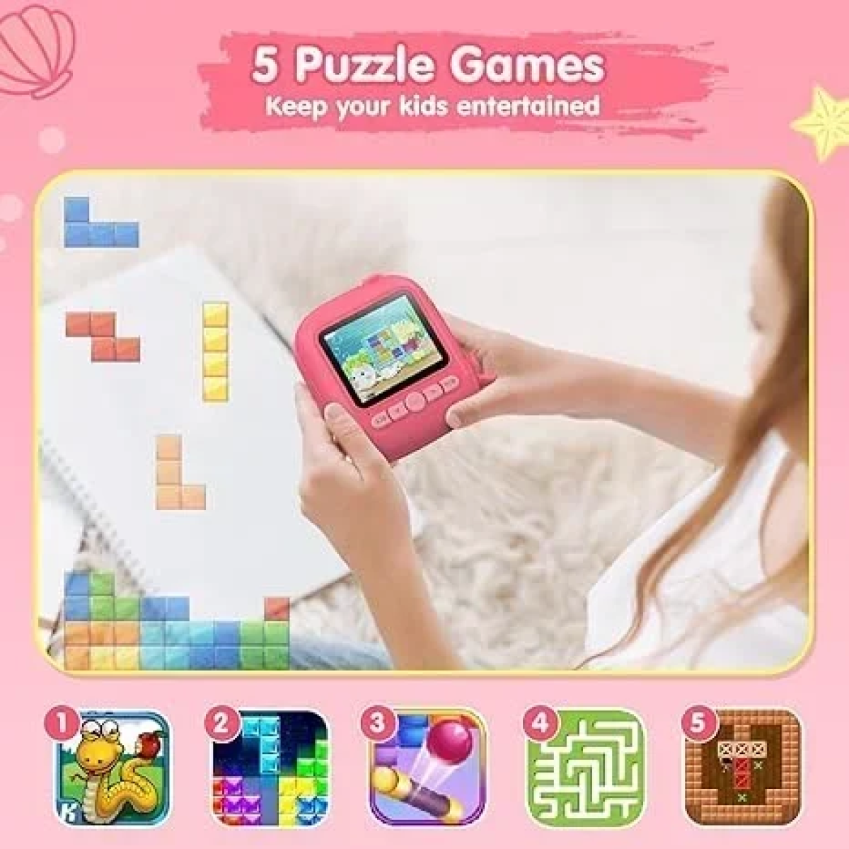 Instant Παιδική Φωτογραφική Μηχανή με Θερμικό Χαρτί και Δωράκια - Γοργόνα Ροζ