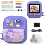 Instant Παιδική Φωτογραφική Μηχανή με Θερμικό Χαρτί και Δωράκια - Γοργόνα Μωβ