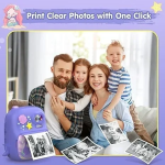 Instant Παιδική Φωτογραφική Μηχανή με Θερμικό Χαρτί και Δωράκια - Γοργόνα Μωβ