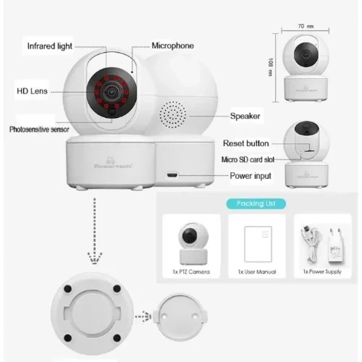 Wifi Smart Camera κάμερα PT-1085 3.6mm 3MP WiFi PTZ