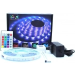 Ταινία LED Τροφοδοσίας 12V RGB Μήκους 5m Σετ με Τηλεχειριστήριο και Τροφοδοτικό
