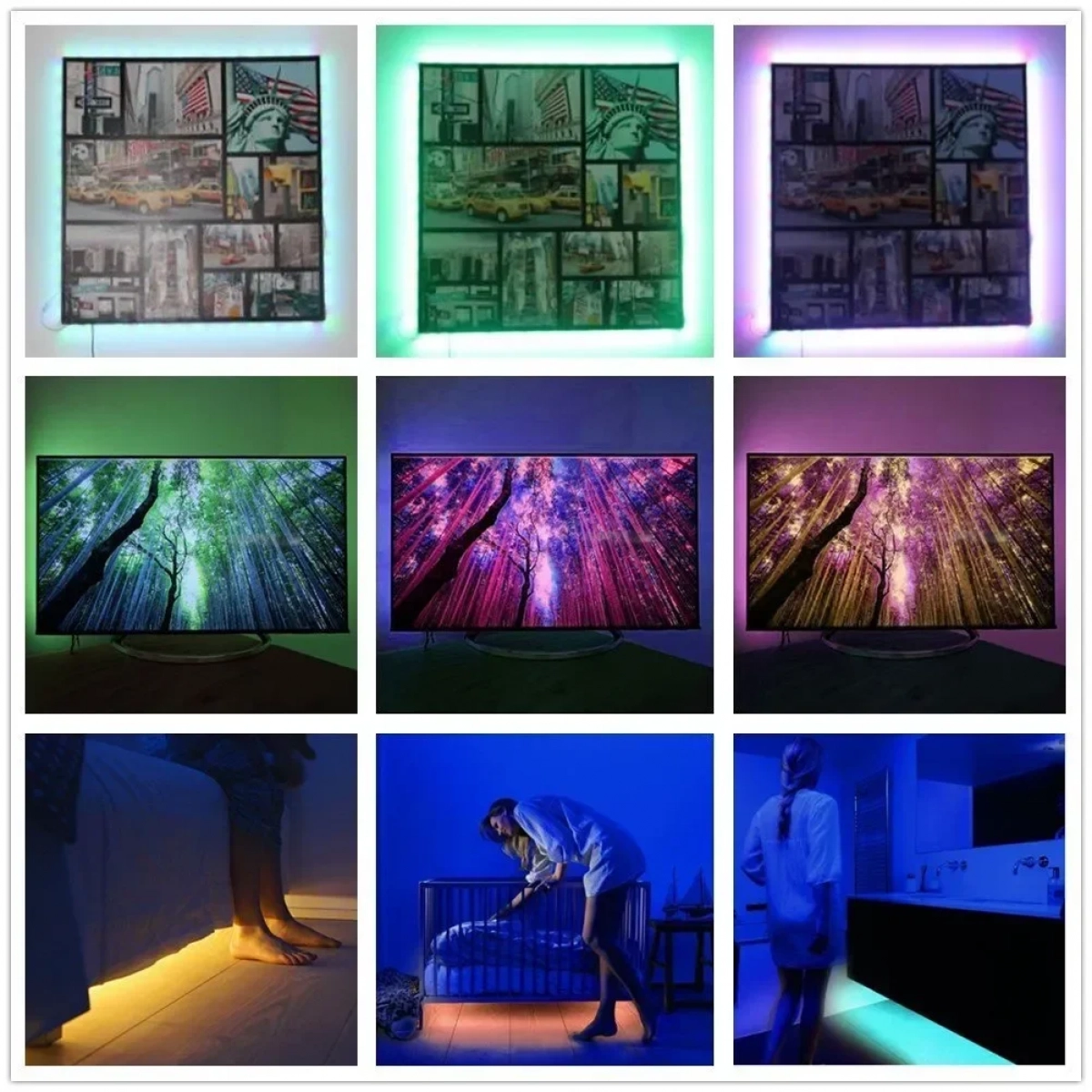 Ταινία LED Τροφοδοσίας 12V RGB Μήκους 5m Σετ με Τηλεχειριστήριο και Τροφοδοτικό