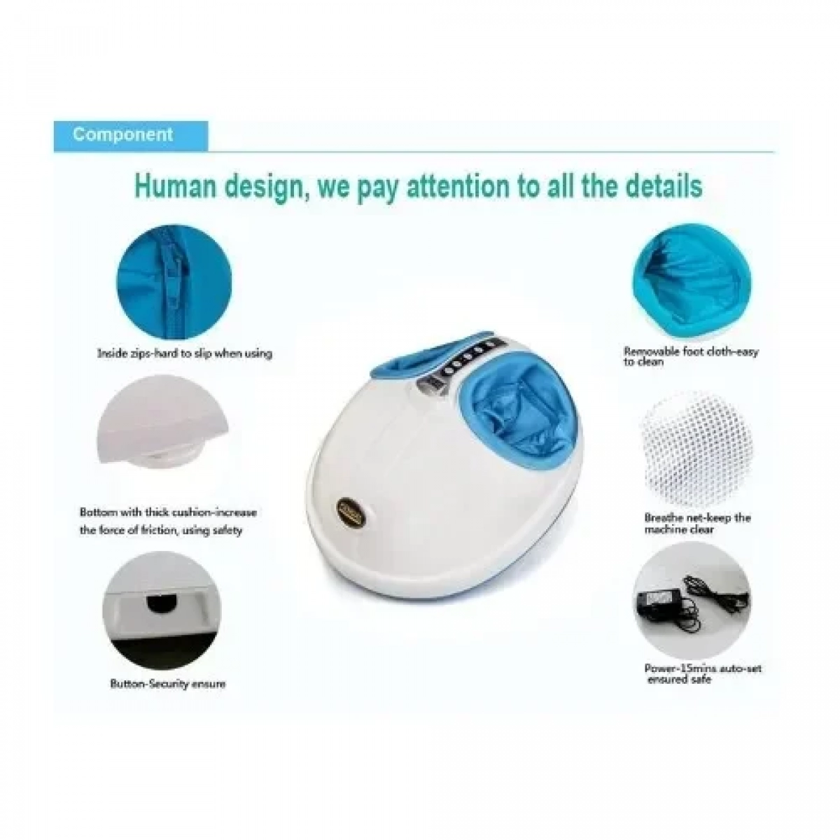 Θερμαινόμενη Συσκευή Μασάζ Ποδιών Shiatsu - Foot Massager - Λευκό/Μπλε