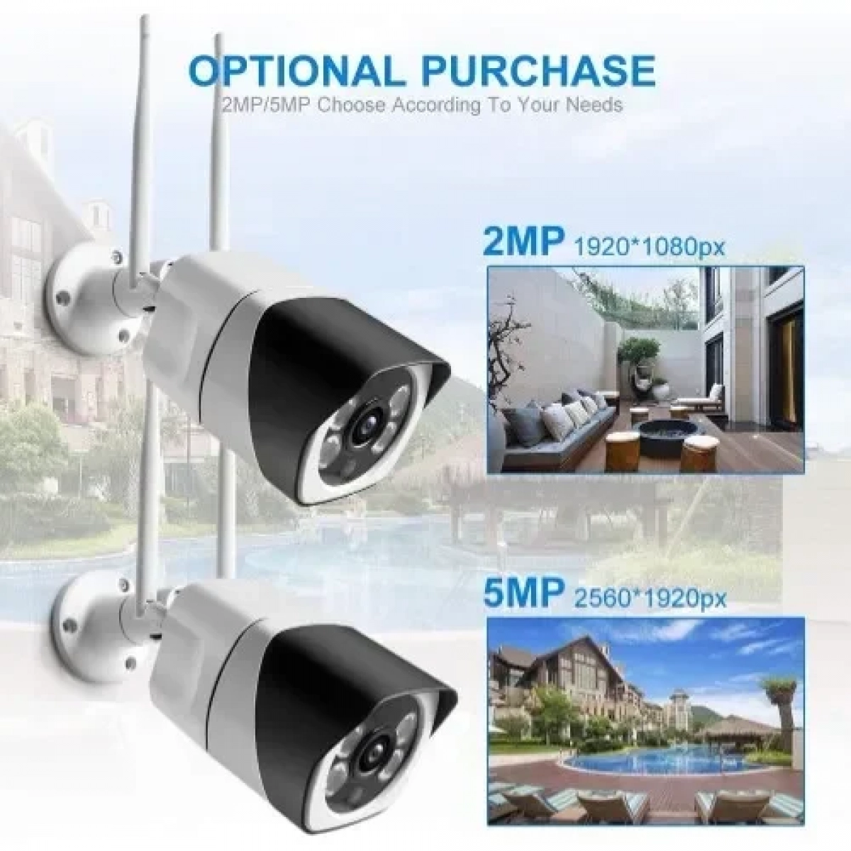 HD 5MP WiFi IP Κάμερα 1080P κλειστού κυκλώματος CCTV κάρτας ήχου TF Max 128G IR 20m P2P iCsee